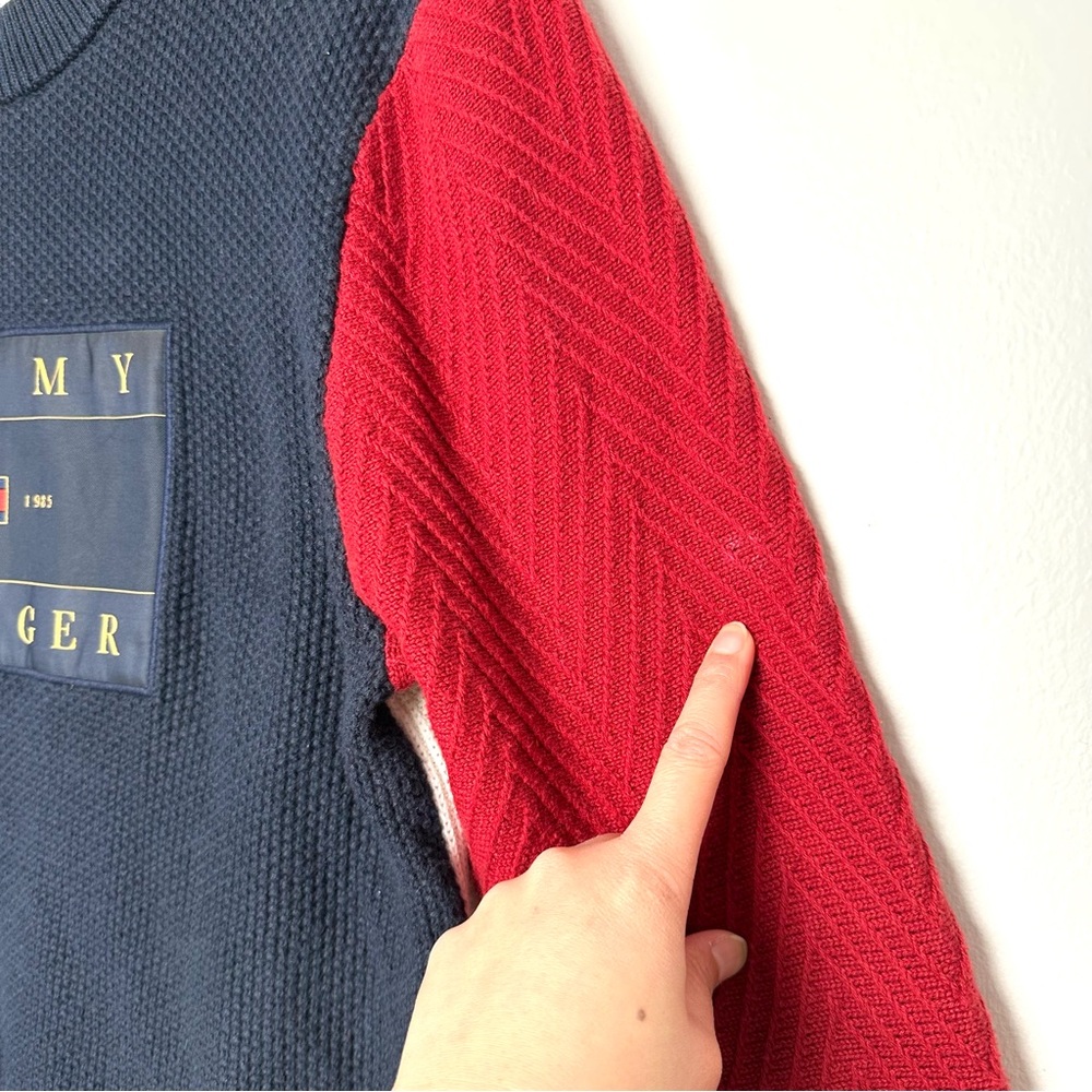 Tommy Hilfiger Retro Flag Colour Block Preppy Collegiate Cotton Sweater - Picture 5 of 12